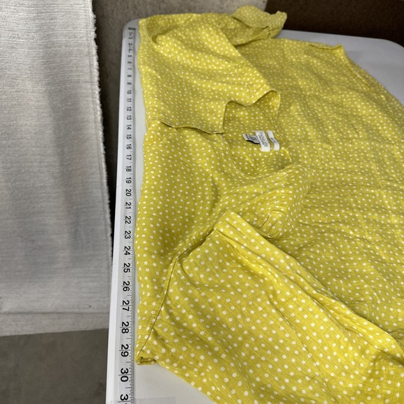Rachel Zoe 100% Linen Womens 3X Yellow Polka Dot Resort Lagenlook Summer Casual - Picture 9 of 12